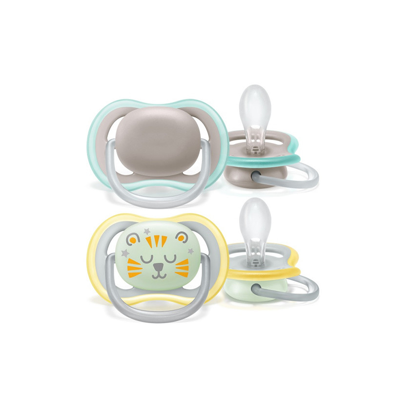 Lot de 2 sucettes en silicone Ultra Air Night phosphorescente 18M+