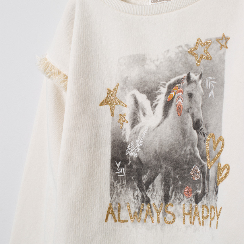 Sweat molleton gratté avec print à paillettes 