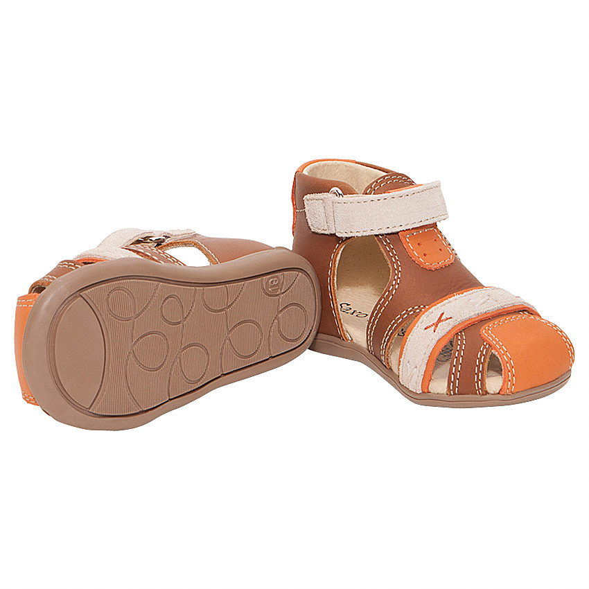 Nu-pieds en cuir camel à scratch 