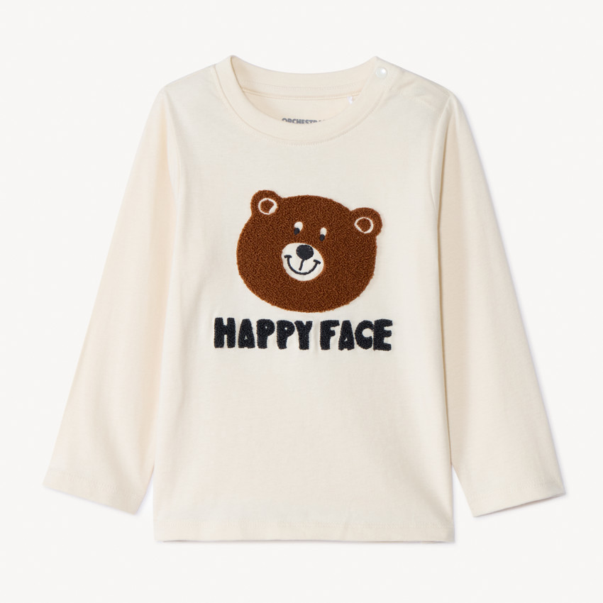 T-shirt manches longues à broderie effet bouclette pour bébé garçon 