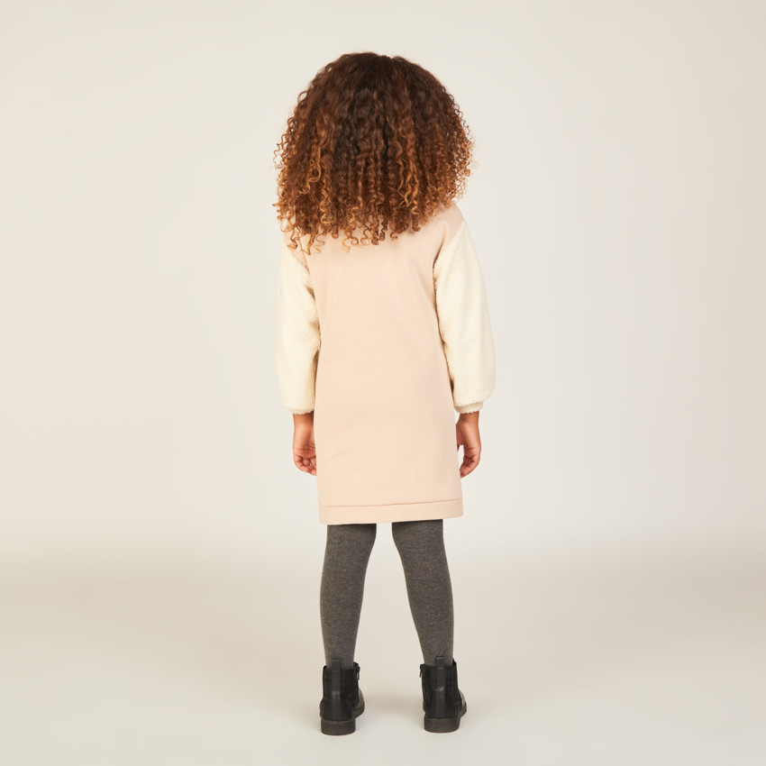 Robe sweat manches longues bi-matière pour fille 