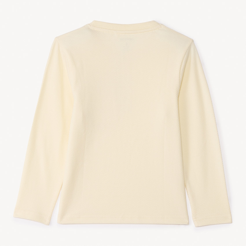 T-shirt manches longues uni à col tunisien pour garçon 