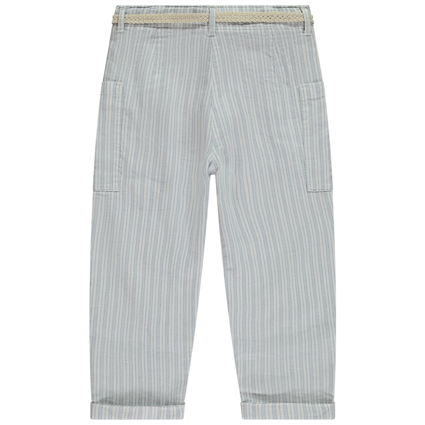 Pantalon rayé à poches + ceinture tressée pour fille 