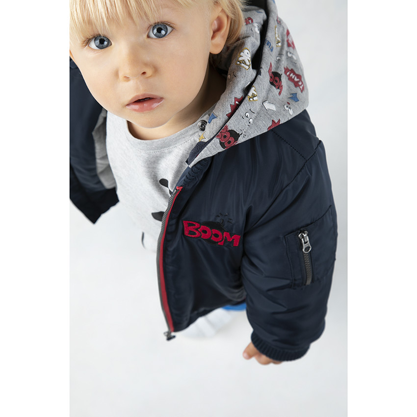 Blouson esprit bomber avec poches et capuche imprimée amovible 