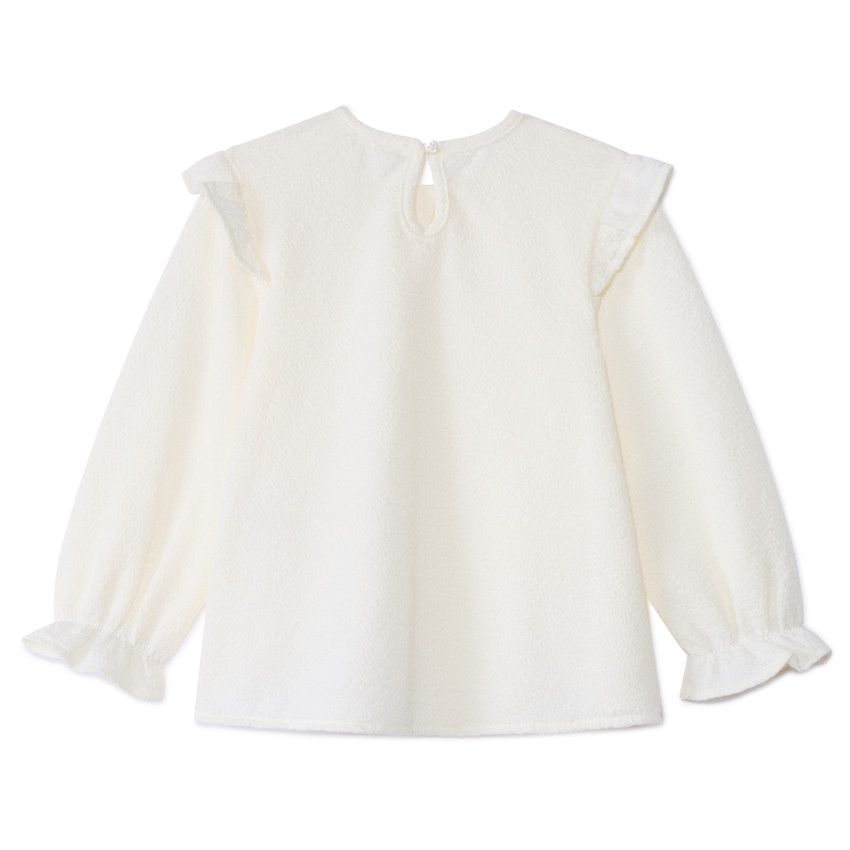 Tunique manches longues uni à volants pour bébé fille 