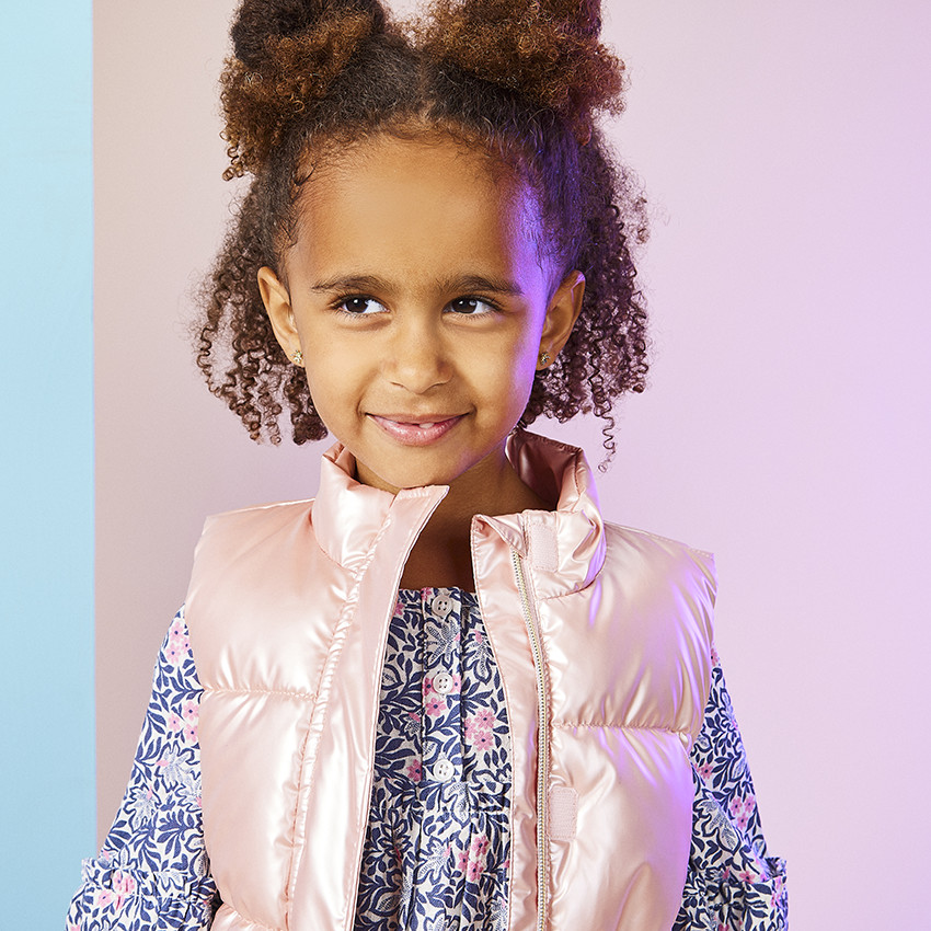 Doudoune sans manches matelassée effet satiné pour fille 