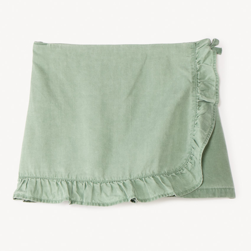 Jupe short uni en Tencel avec volants pour fille