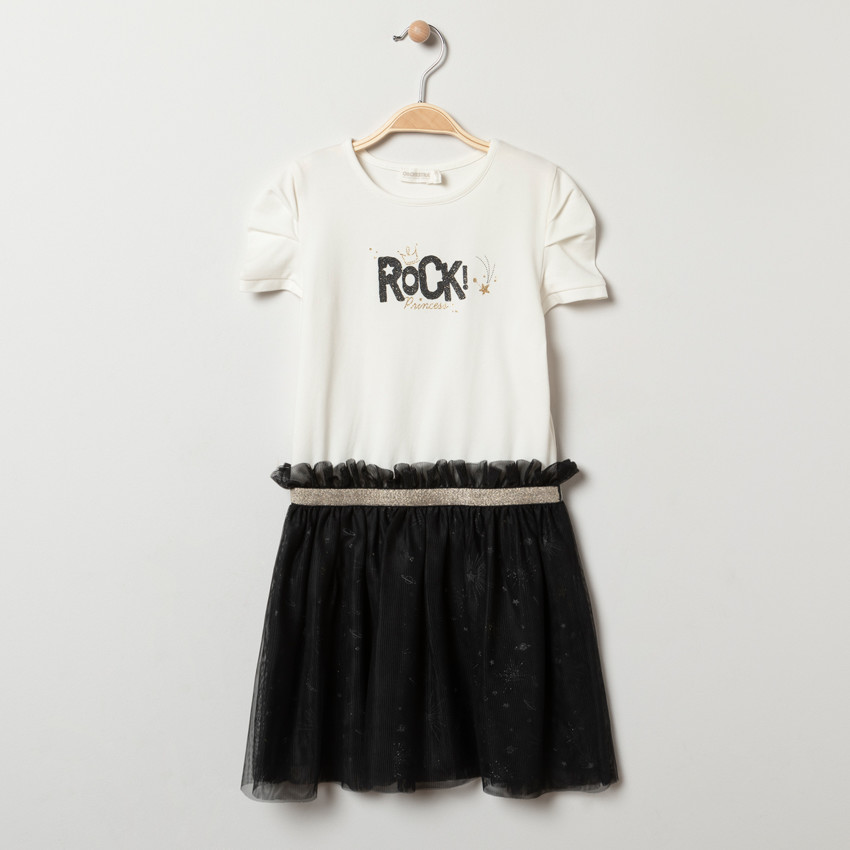 Robe manches courtes effet 2 en 1 rock pour enfant fille 