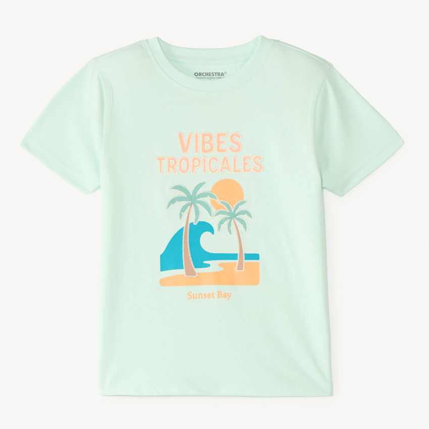 T-shirt manches courtes uni print estival fantaisie pour garçon