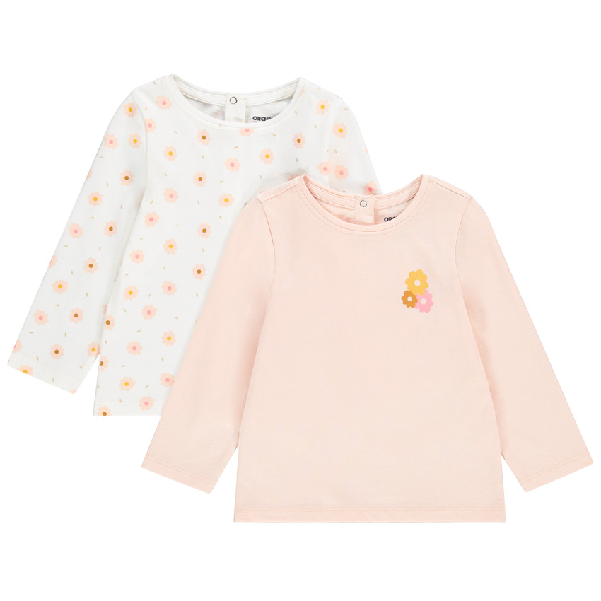 Lot de 2 t-shirts manches longues imprimé pour bébé fille 