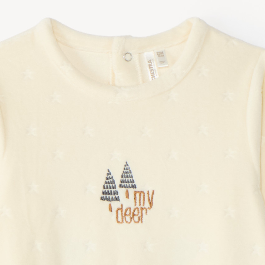 Dors bien bébé garçon en velours broderie renne (Finitions différentes selon l'âge) 