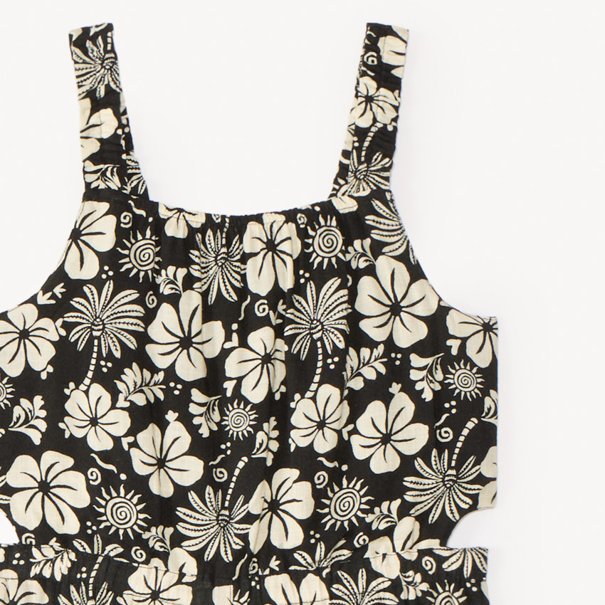 Combinaison longue à bretelles imprimé fleurs exotiques pour fille 