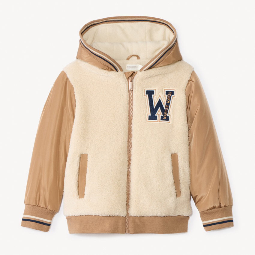 Blouson bi-matière en sherpa avec capuche pour garçon