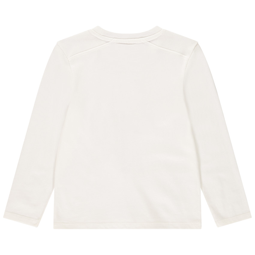 T-shirt manches longues en coton à texte en relief 