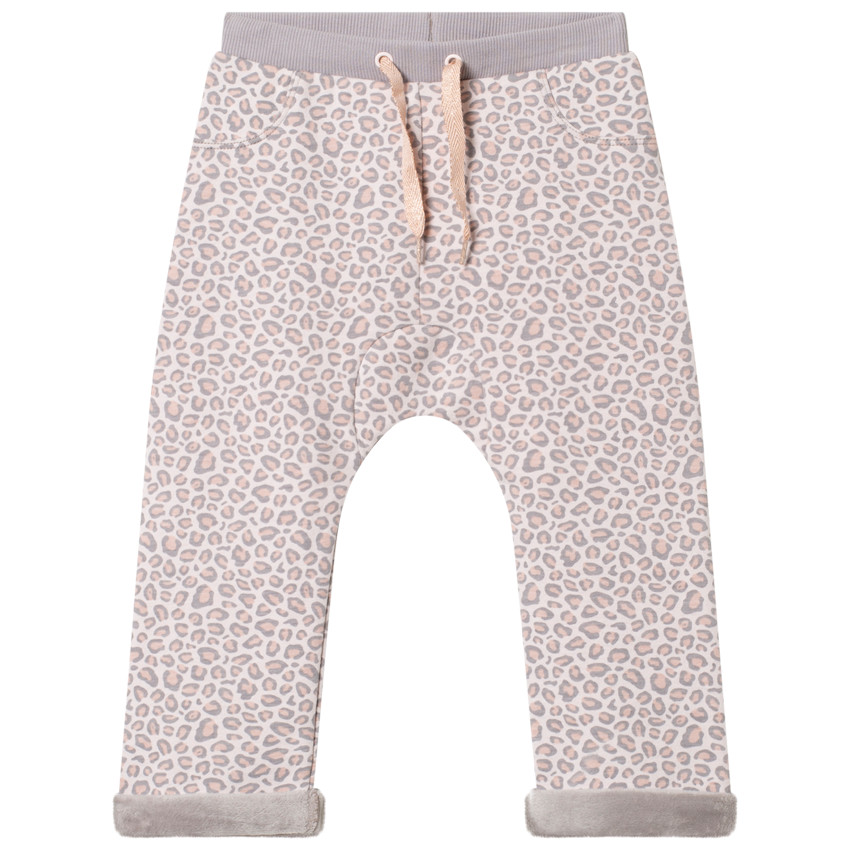 Pantalon de jogging imprimé léopard all-over à revers en sherpa 