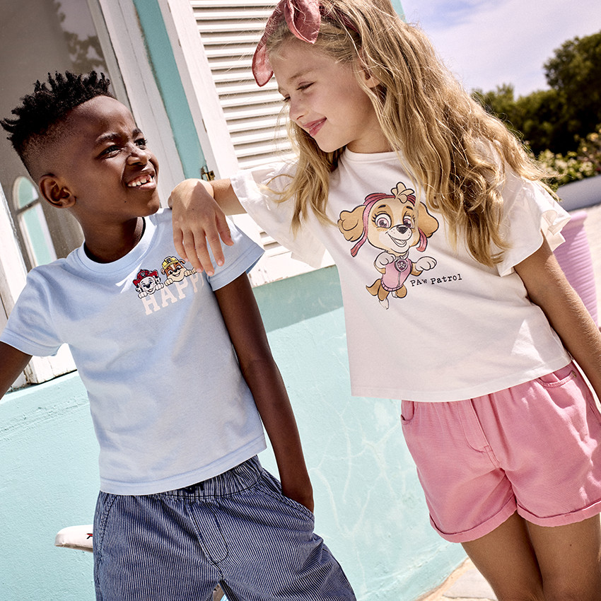 Short uni en toile armurée pour fille 