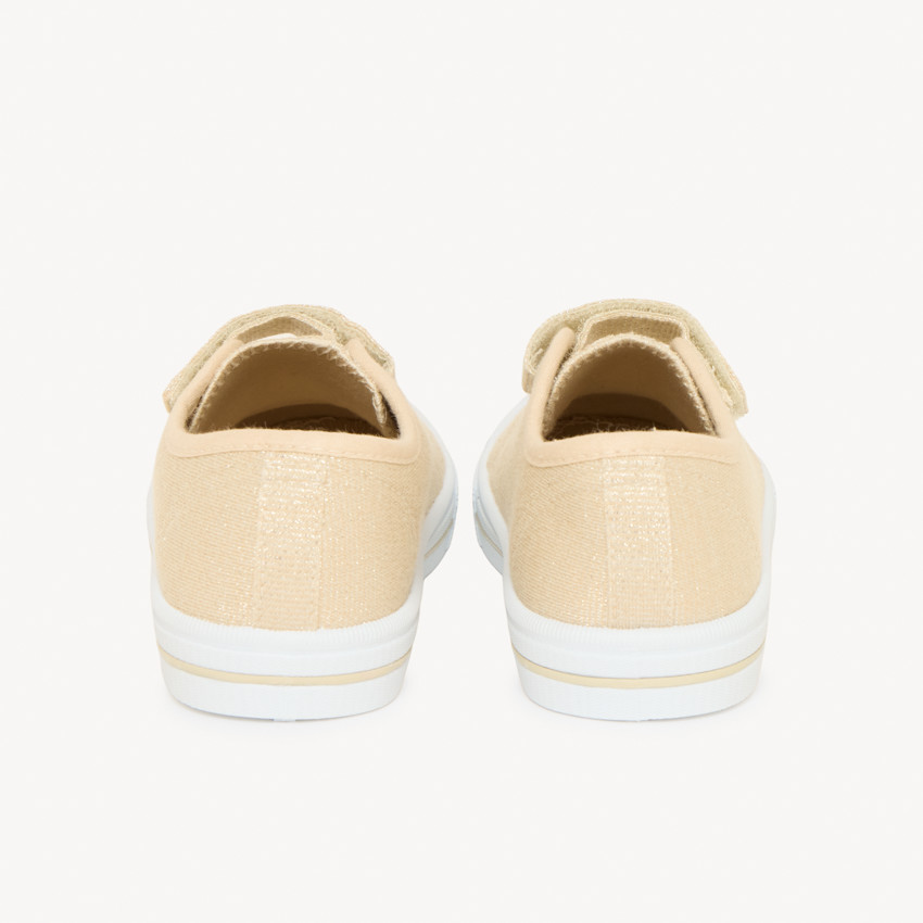 Baskets basses en toile dorée avec scratch pour fille 