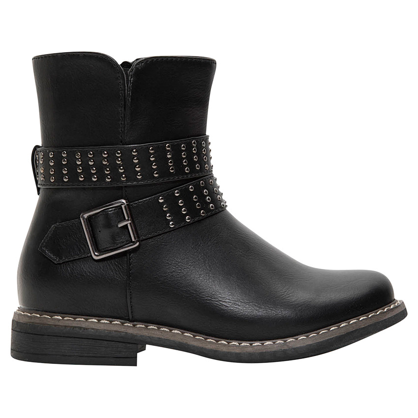 1/2 bottes en simili cuir avec ouverture zippée et clous fantaisie 