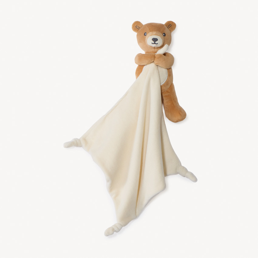 Doudou mouchoir Ourson en velours pour bébé garçon