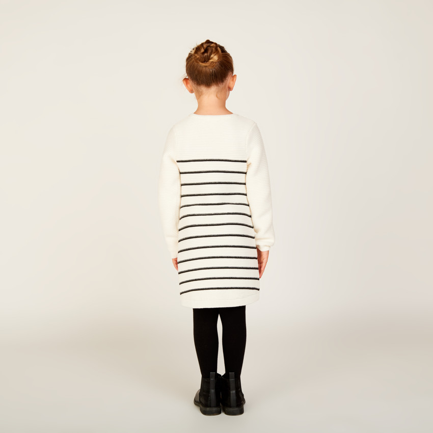 Robe manches longues en tricot rayé pour fille 