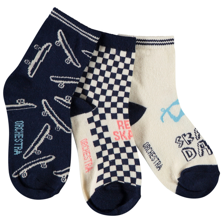 Lot de 3 paires de chaussettes normales fantaisie pour garçon 