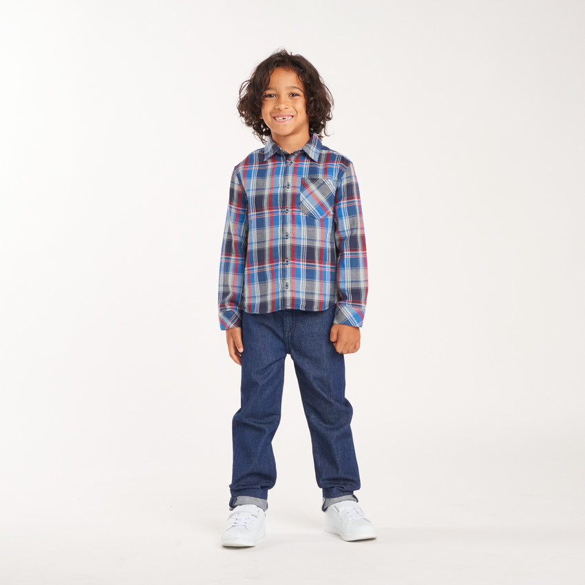 Chemise manches longues garçon à carreaux 