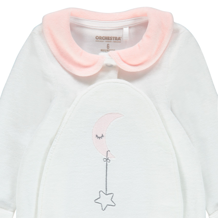 Dors-bien en velours à col Claudine et lune brodée 