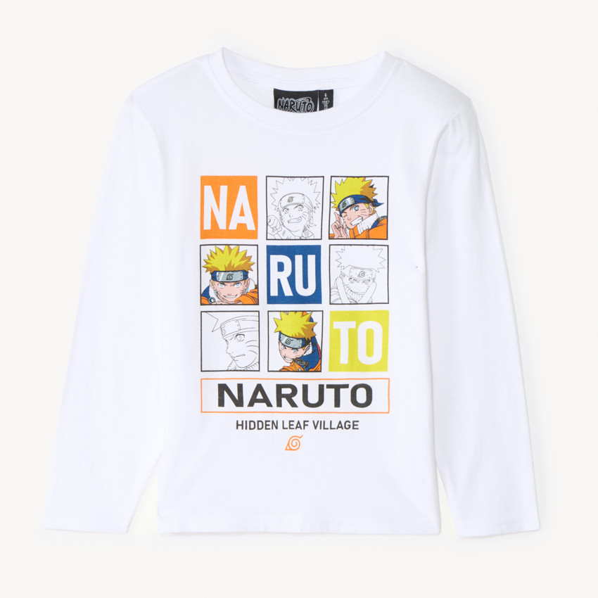 T-shirt manches longues uni print Naruto pour garçon
