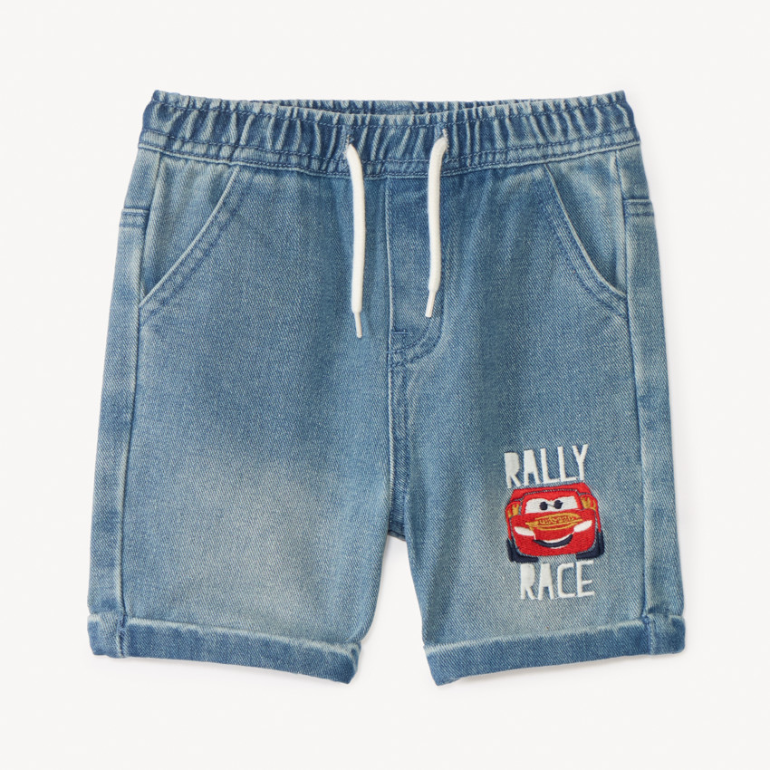 Bermuda en jean avec broderie Flash McQueen Cars Disney pour bébé garçon  
