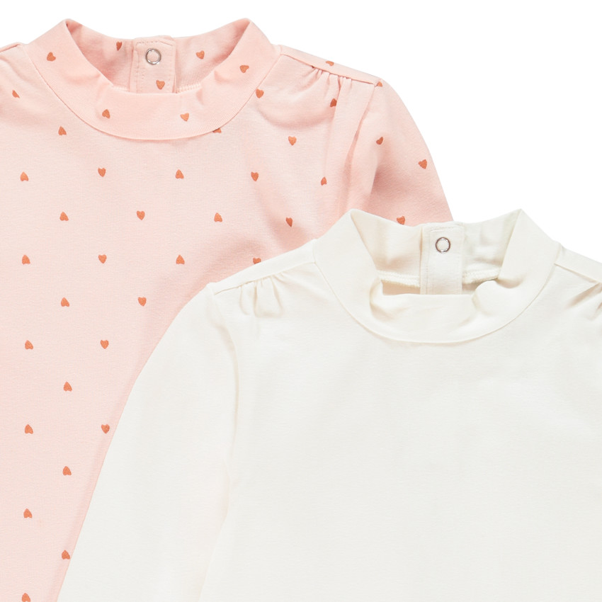 Lot de 2 sous-pulls col cheminée uni / imprimé 