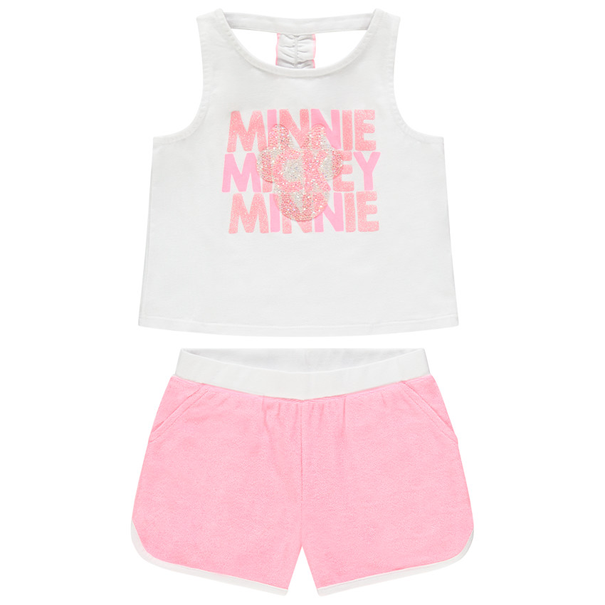 Ensemble avec débardeur print Minnie Disney et short en éponge 