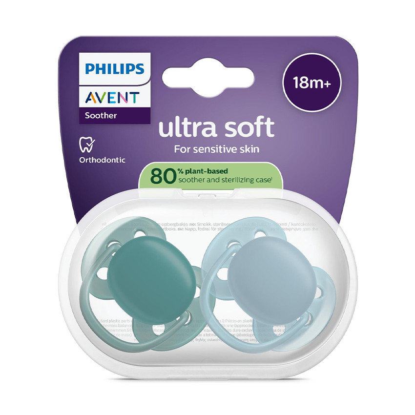 Lot de 2 sucettes silicone 18M+ Ultra Soft unies (lot aléatoire) 