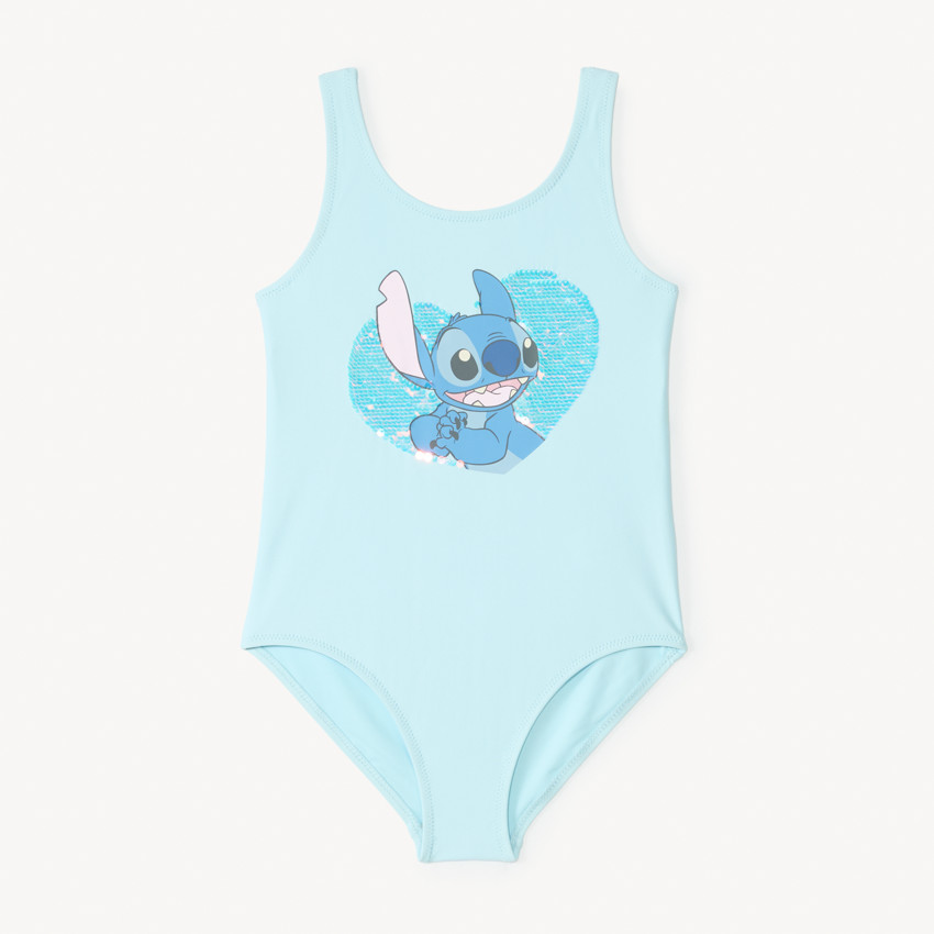 Maillot de bain 1 pièce Stitch Disney avec sequins et ouverture dans le dos pour fille