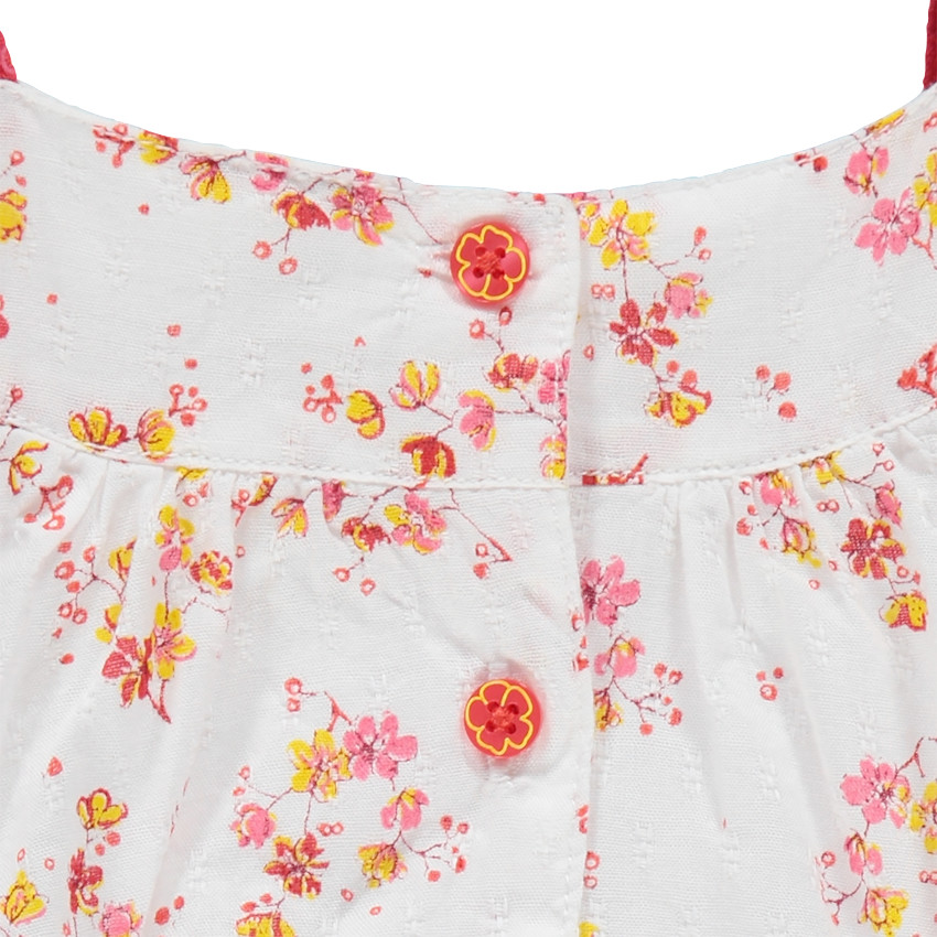 Combinaison fleurie avec patchs oiseau 