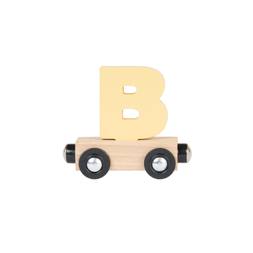 Lettre "B" wagon en bois - jaune