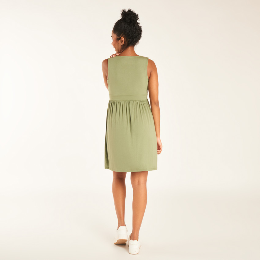 Robe sans manches moulante unie à nouer pour femme enceinte 