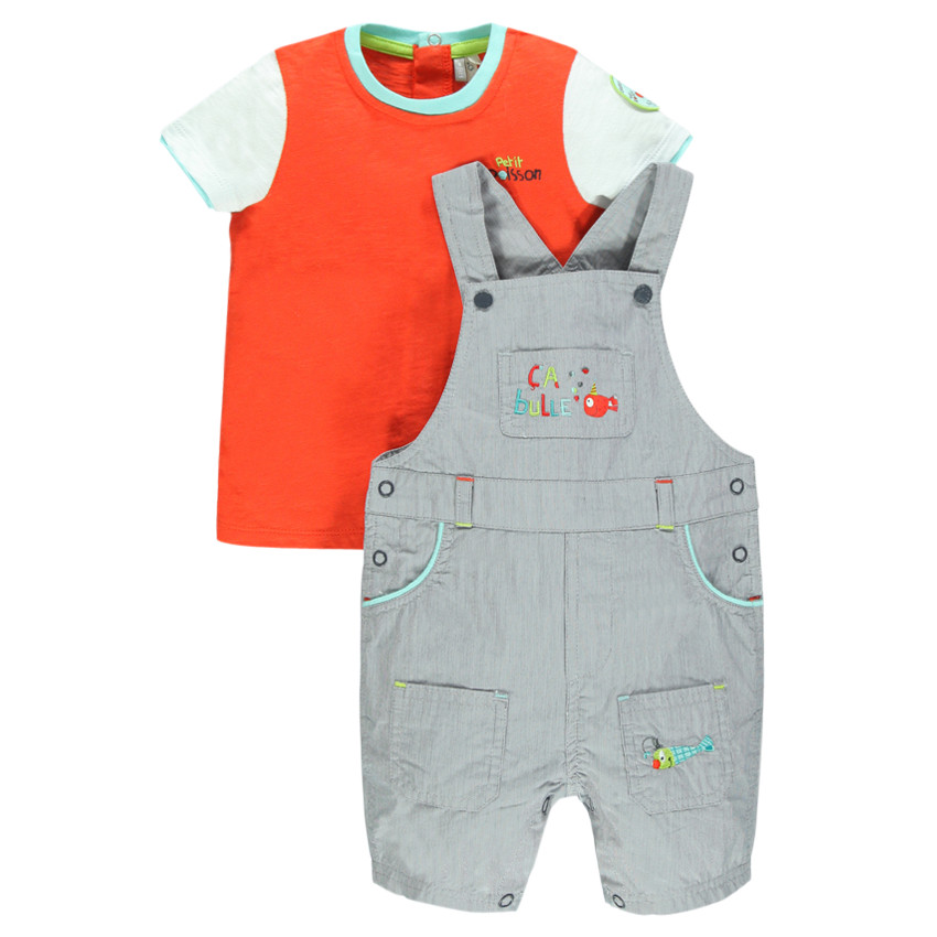 Ensemble tee-shirt manches courtes et salopette 