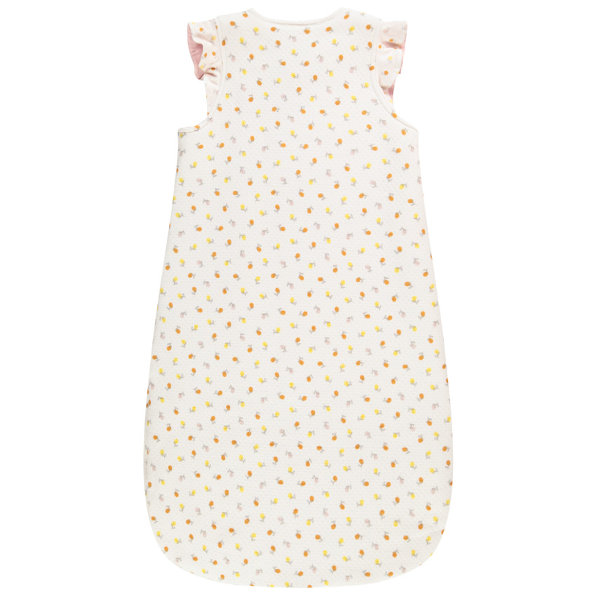 Turbulette sans manches en double jersey ouatiné avec imprimé fleuri et patch brodé renard pour bébé fille 