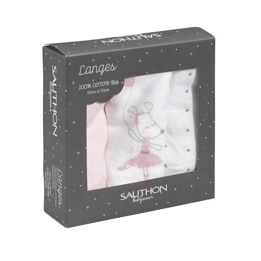 Lot de 3 langes en coton - Lilibelle 