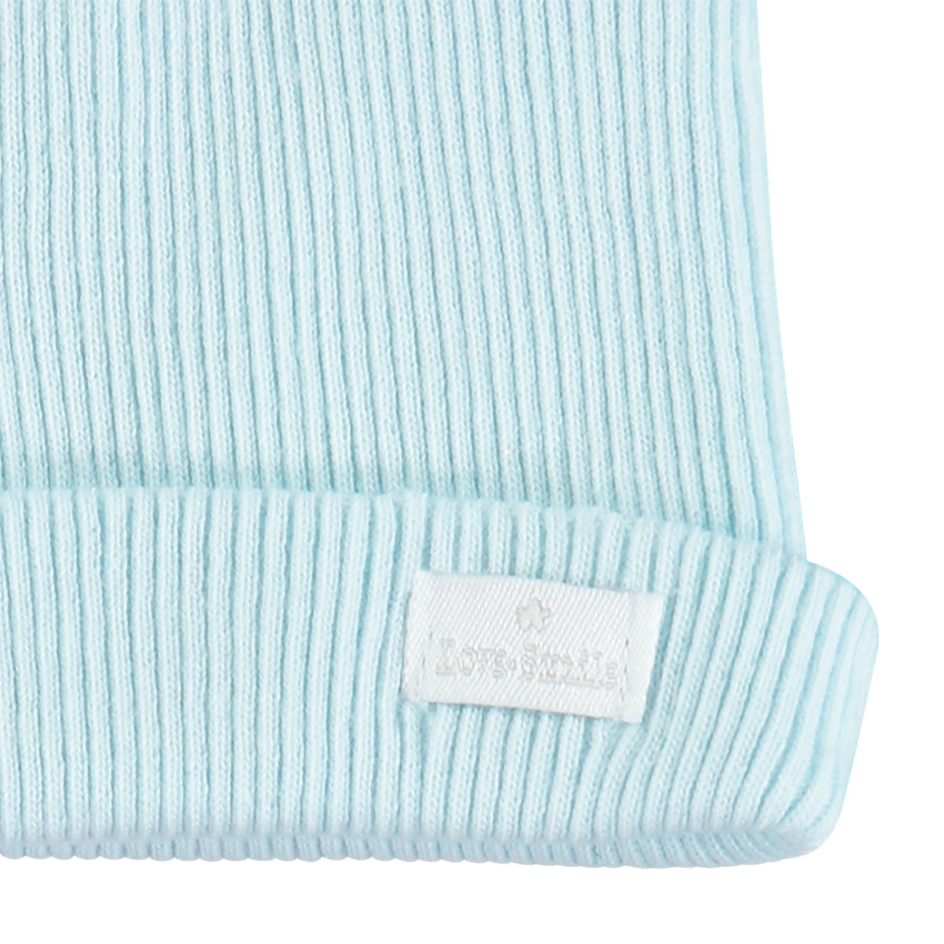 Bonnet côtelé en coton bio bleu 