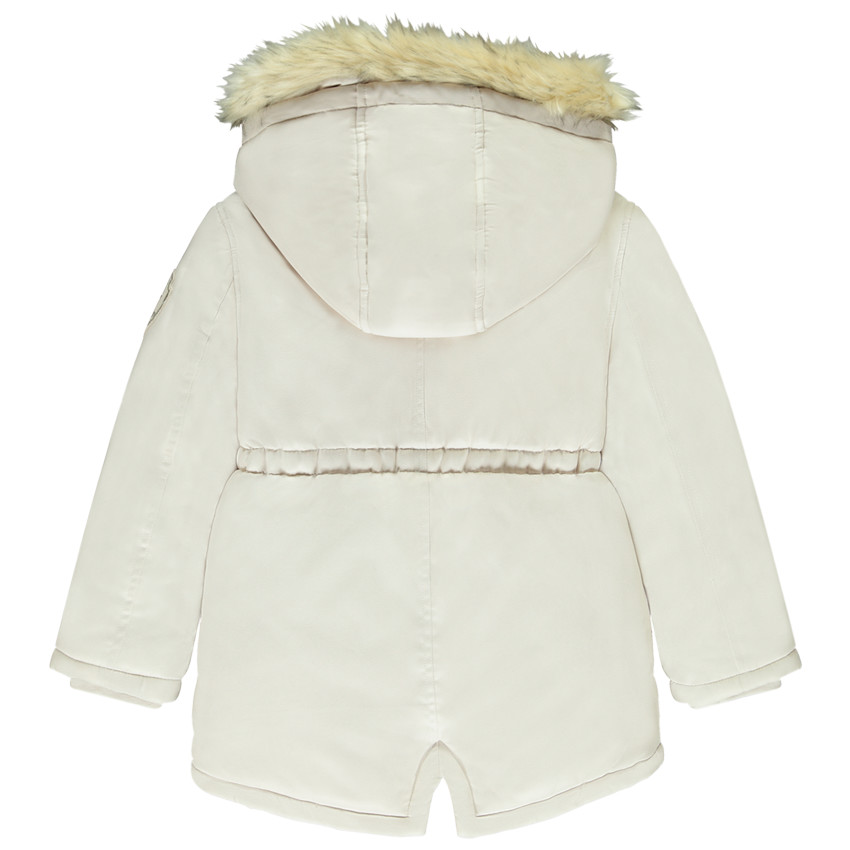 Parka deperlante en twill capuche en fausse fourrure pour fille