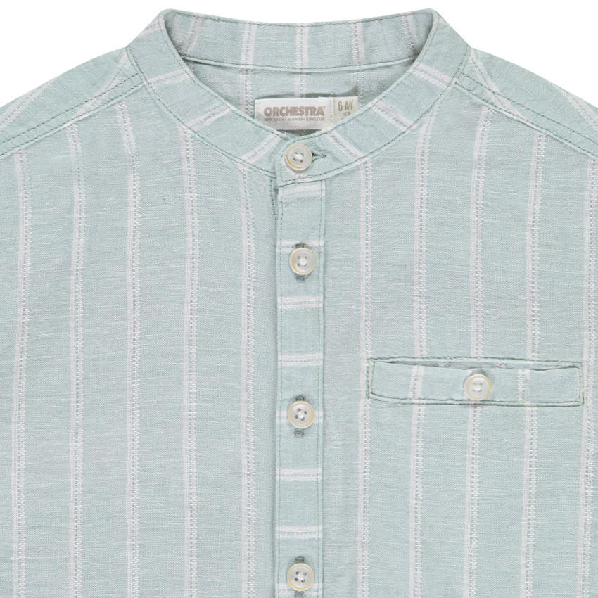 Chemise manches courtes rayée à col mao pour garçon  