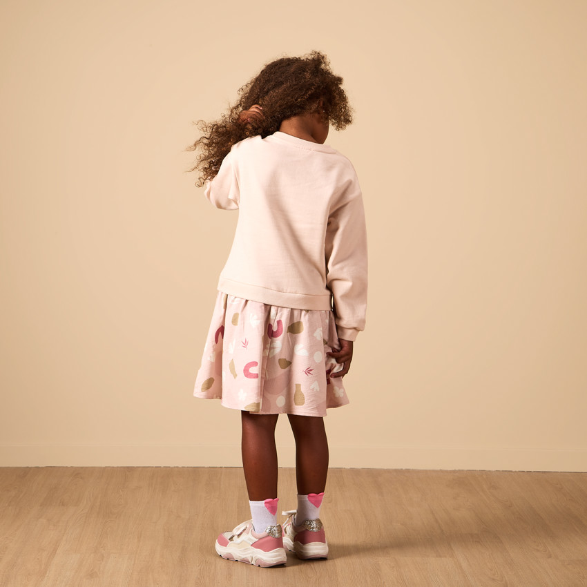 Robe manches longues effet 2 en 1 bi-matière pour fille 