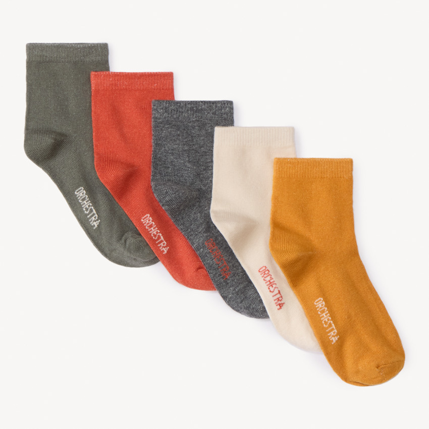 Lot de 5 paires de chaussettes unies pour garçon