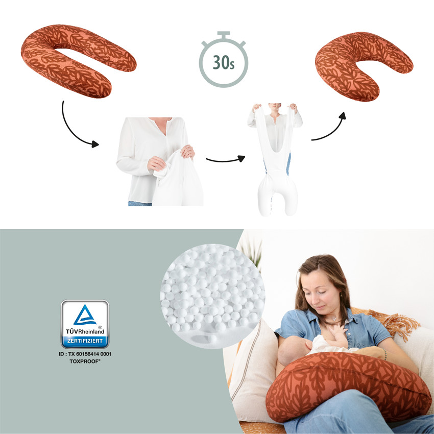 Coussin d'allaitement 2 en 1 B.Love - Vegetal terracotta 