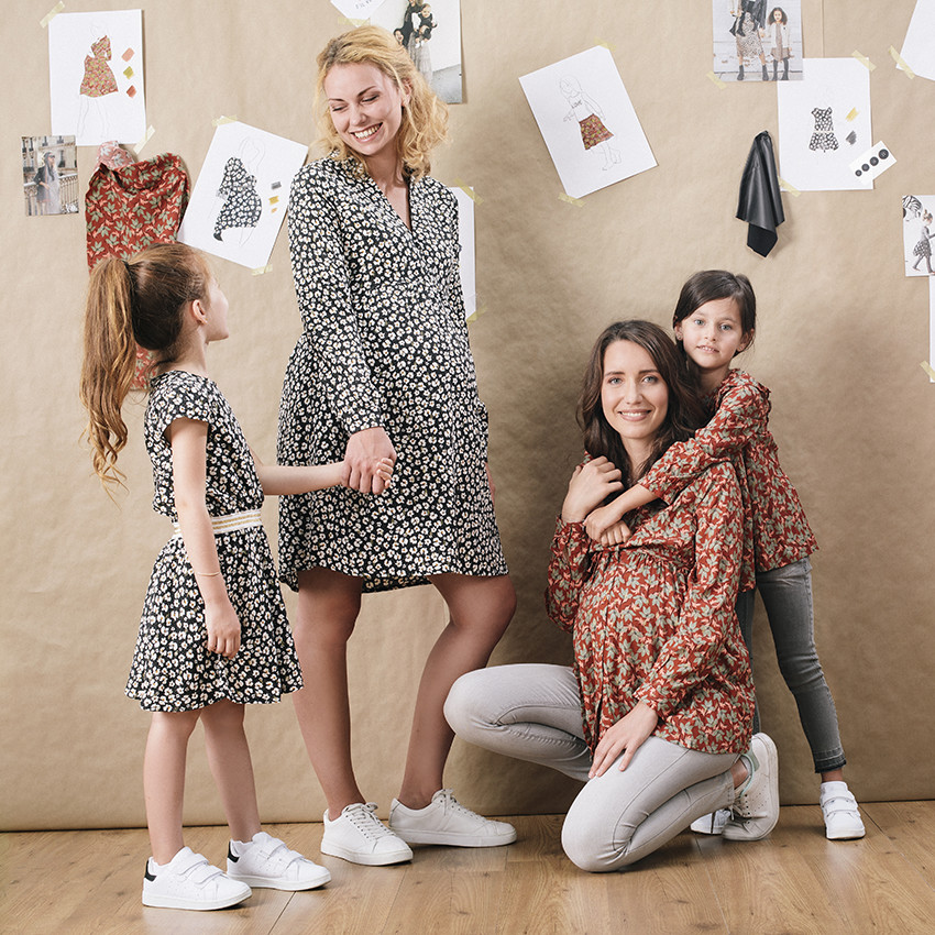 Tunique manches longues volantée à imprimé floral 