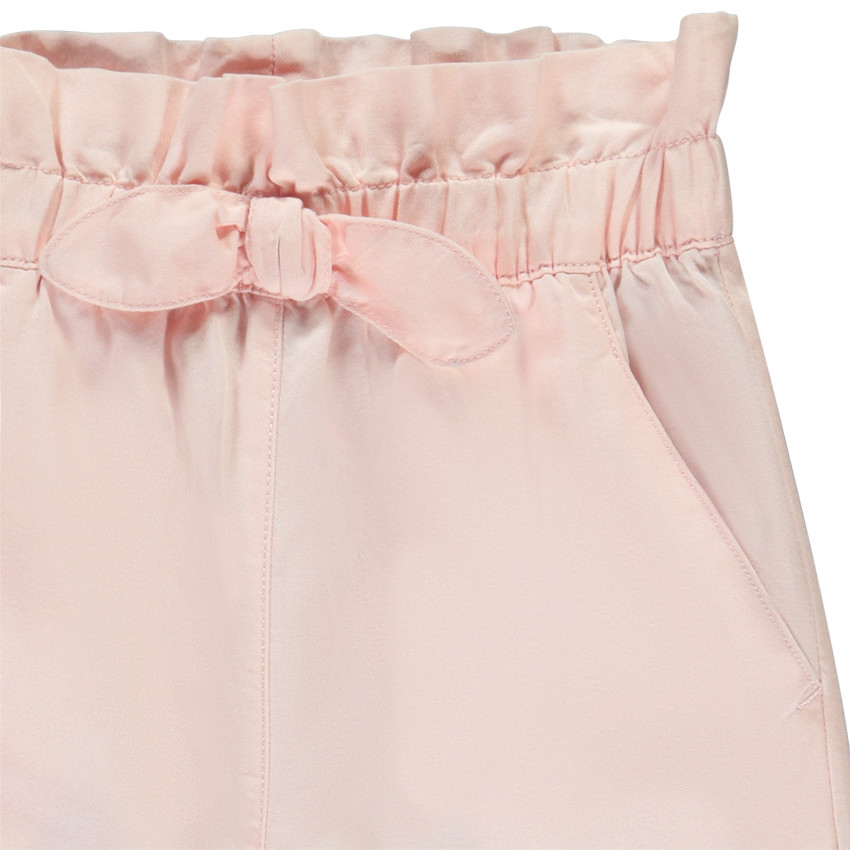 Pantalon large coupe paper bag avec nœud pour fille 