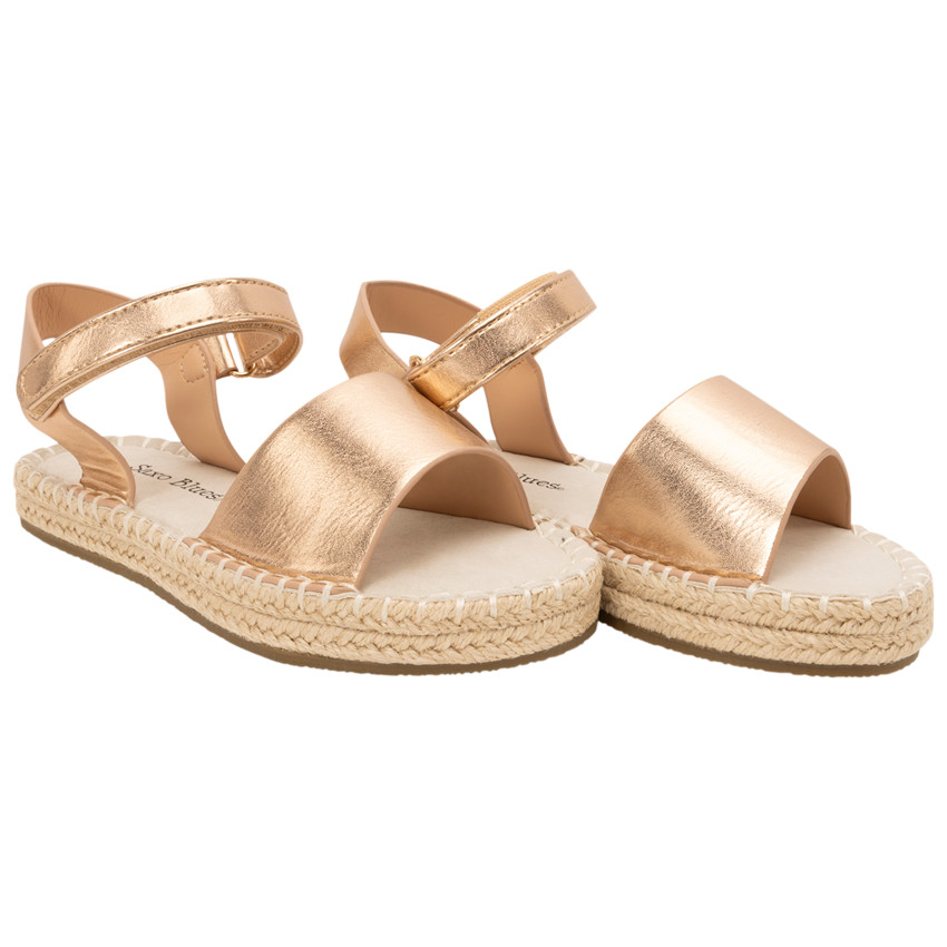 Sandales rose gold effet satiné à semelle en corde pour fille 