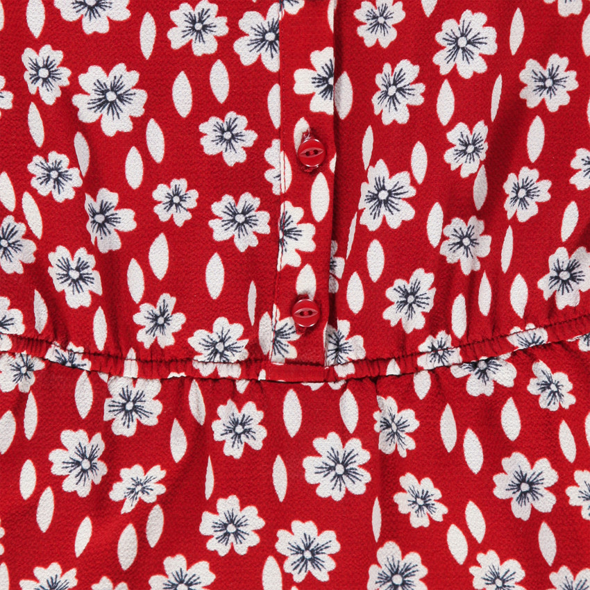 Robe fluide imprimée fleurs à taille élastiquée 