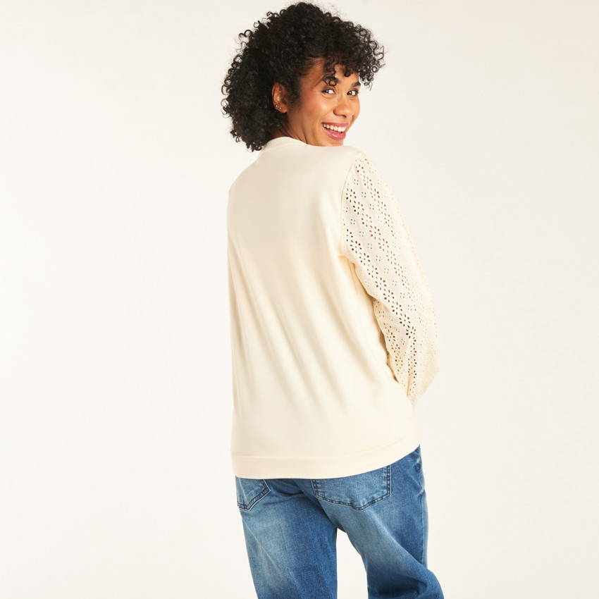 Sweat molleton effet 2en1 uni pour femme 